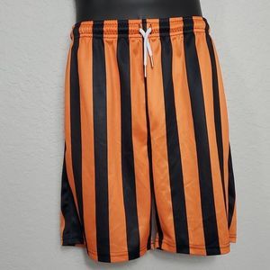 Men's Orange & Black Stripe Workout Shorts Size Small